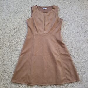 Sandra Darren 10 Faux Suede Sleeveless Fit Flare Midi Dress Fall Preppy Bohemian